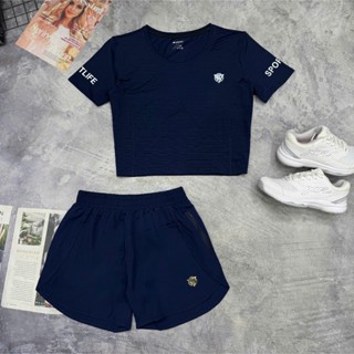 Set đùi nữ thể thao BIG SiZE từ 55-100kg, Độ tập gym, chạy bộ nữ, Quần đùi 2 lớp phối croptop- LT5541