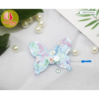 Bướm phủ kim sa ( set 2c ),Cánh Bướm phủ kim sa gắn kẹp tóc, áo dài trang trí váy áo