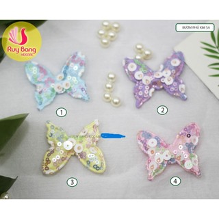 Bướm phủ kim sa ( set 2c ),Cánh Bướm phủ kim sa gắn kẹp tóc, áo dài trang trí váy áo