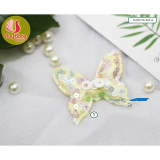 Bướm phủ kim sa ( set 2c ),Cánh Bướm phủ kim sa gắn kẹp tóc, áo dài trang trí váy áo