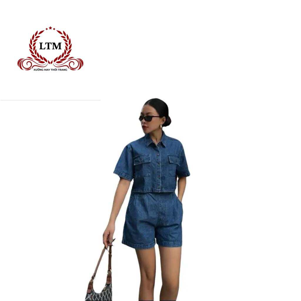  Set jean nữ bộ bò cộc tay áo croptop siêu hách dáng chất liệu mềm mại cao cấp - Xưởng May LTM-ms-106 