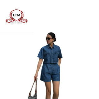  Set jean nữ bộ bò cộc tay áo croptop siêu hách dáng chất liệu mềm mại cao cấp - Xưởng May LTM-ms-106 
