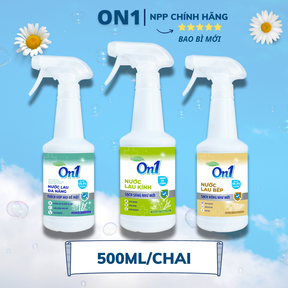 Nước Lau Kính Lau Đa Năng Lau Bếp On1 Tinh Dầu 500ML Sạch Nhanh Sáng Bóng