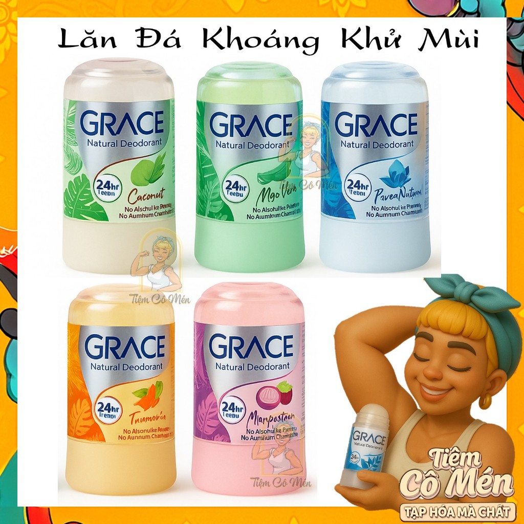Lăn Khử Mùi Đá Khoáng Grace Thái Lan - Đủ Mùi