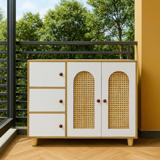 Tủ Giày - Kệ Giày 3 Tầng Có Cánh Tủ Mây Chân Gỗ Tự Nhiên Chống Mối Mọt Gọn Gàng Nhà Cửa