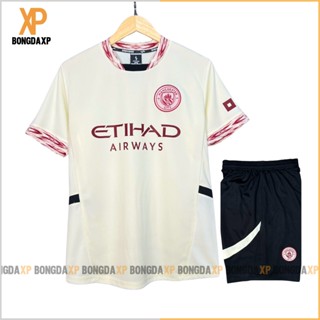 Quần Áo Đá Bóng Manchester City Kem 2025, Đồ Đá Banh Vải Mè Cao Cấp