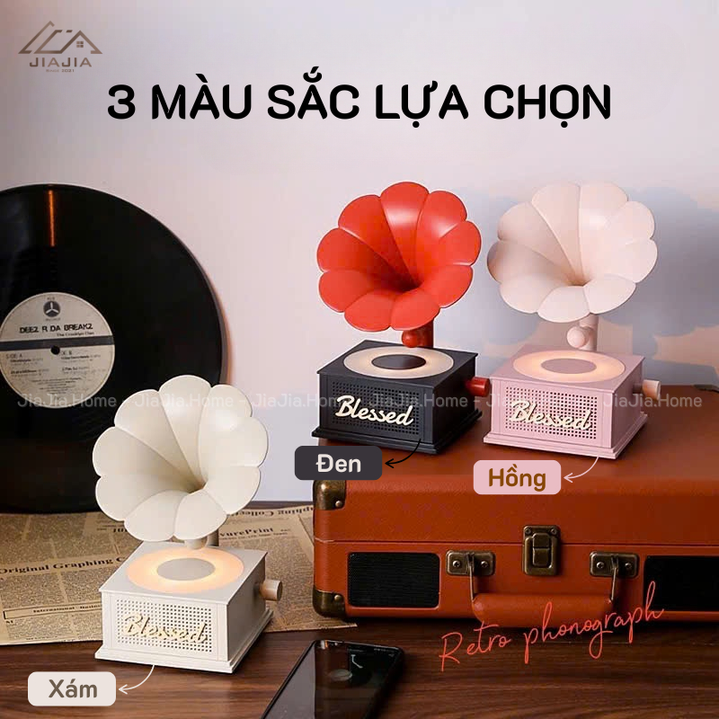 [GIAO NGAY] Loa kèn Blessed bluetooth cổ điển - Loa Lucky photograph mô phỏng máy quay đĩa than