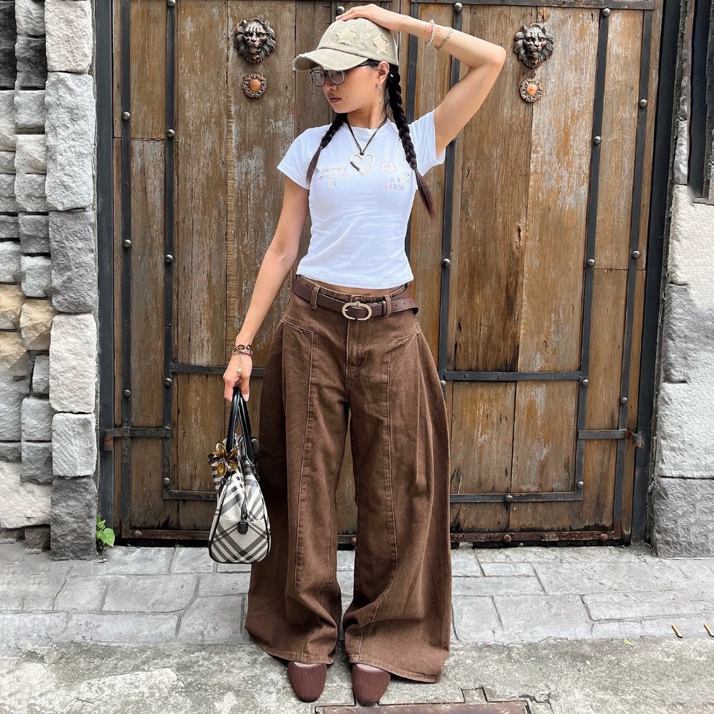  Quần ống rộng kaki sớ chéo 