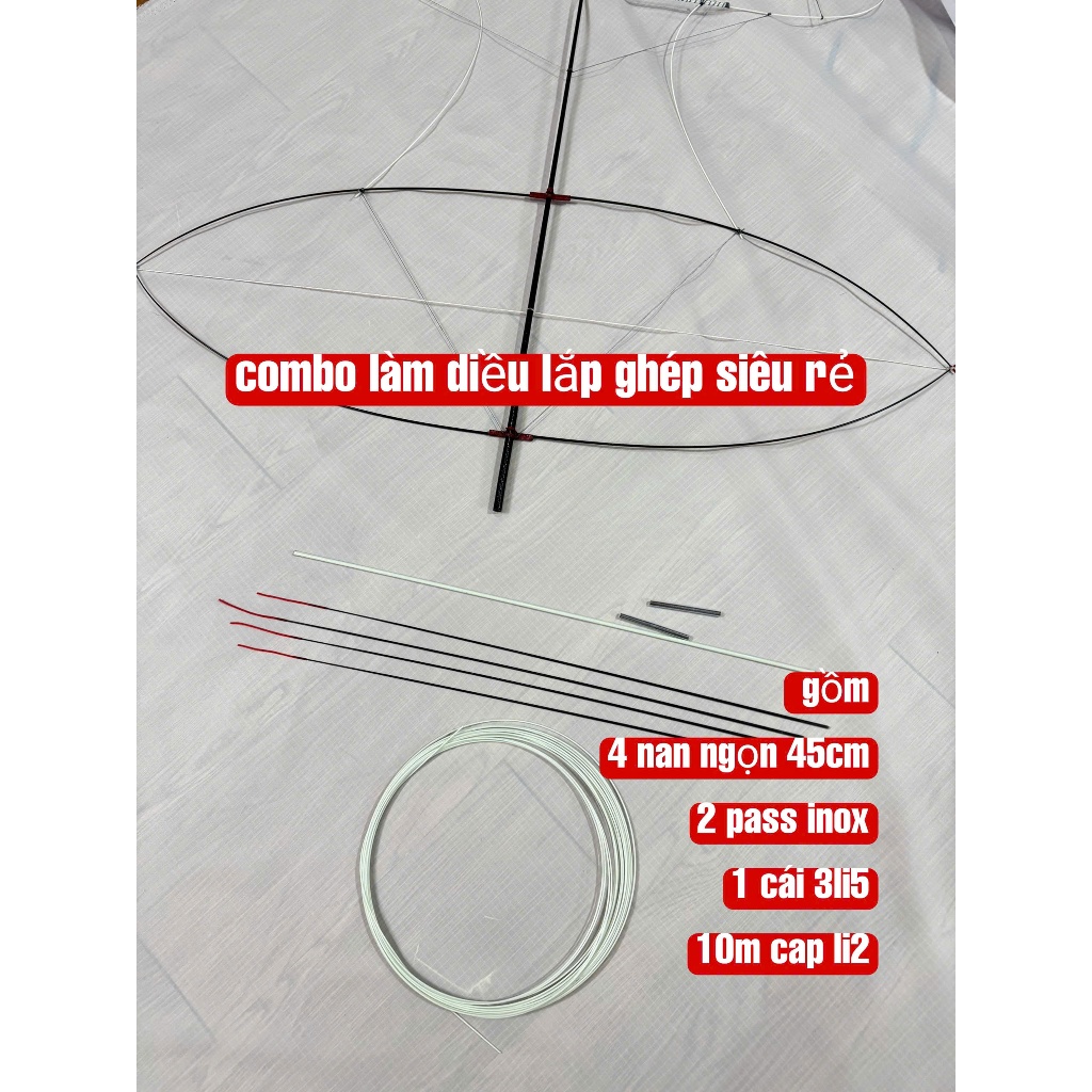 Combo làm diều lăp ghép 90cm làm được nhiều loại dáng diều , siêu tiện lợi siêu bền và dẻo