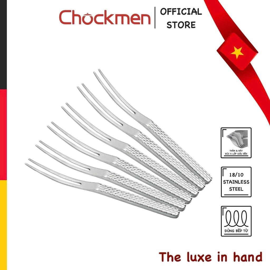 Dĩa CHOCKMEN Inox 18/10 Hộp 6 Dĩa Ăn Hoa Quả Bộ Đồ Bàn Ăn Quà Tặng