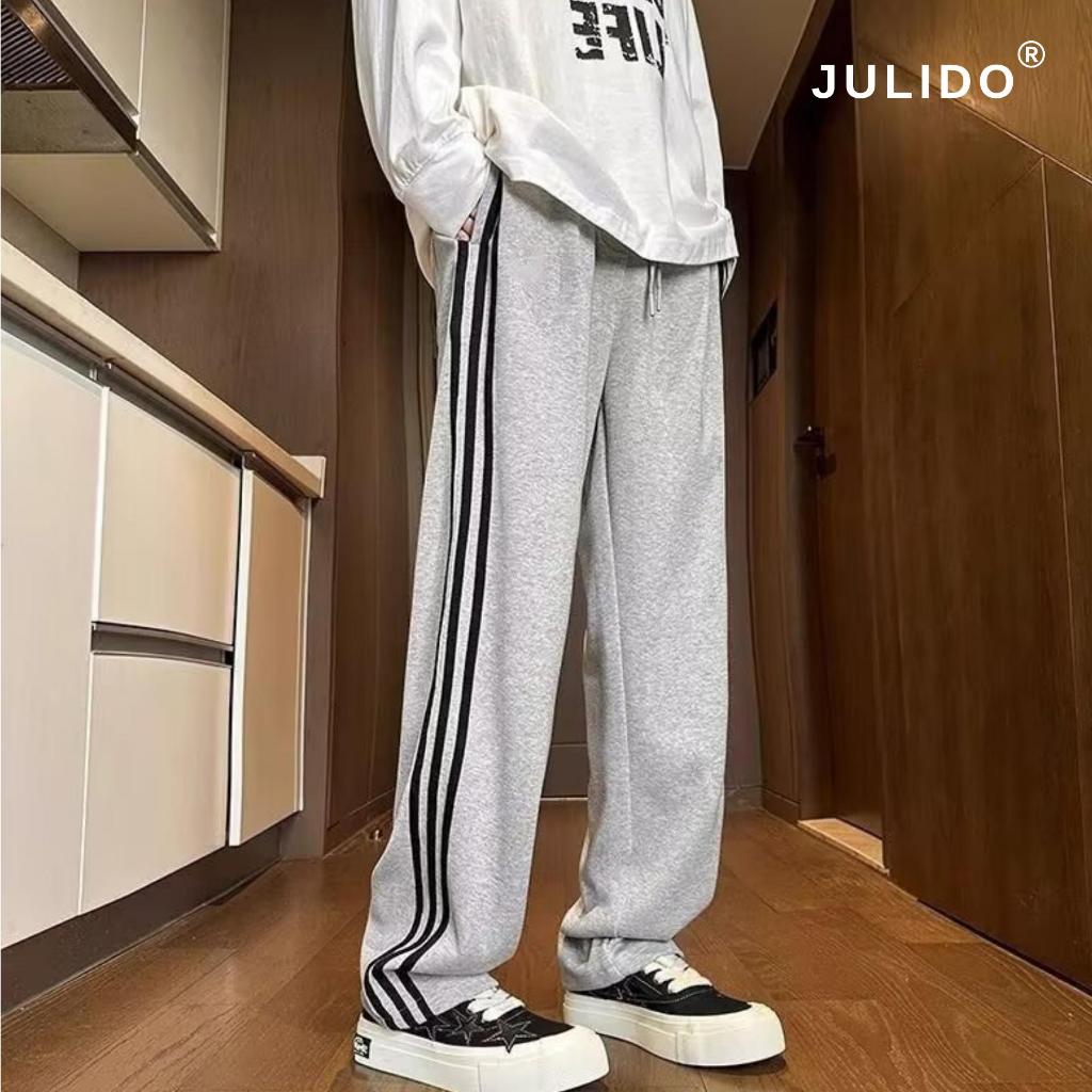 Quần Nỉ 3 sọc JULIDO quần ống xuông form rộng unisex