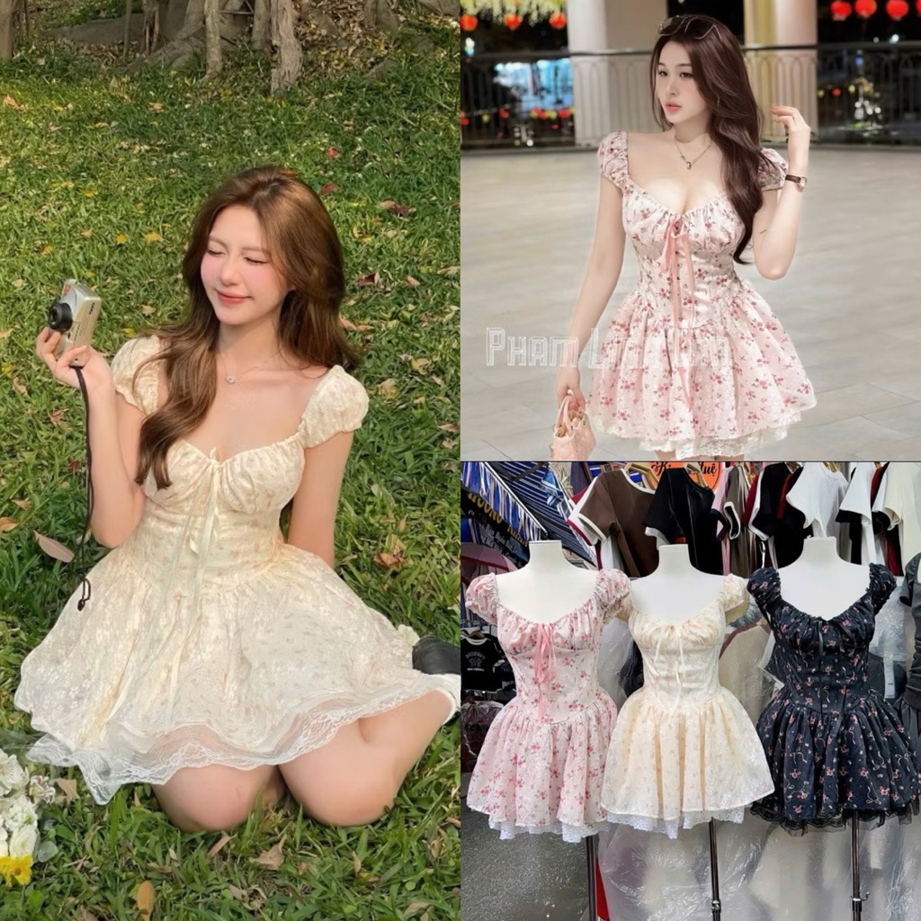 Váy Công Chúa Hoa Baby Tay Bồng Dây Rút Vải 4 Lớp Độn Lưới Phồng Màu Sắc Ngọt Ngào Kieupham.shop