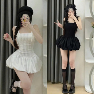   CÓ MÚT  SẴN  Váy Hai Dây Dáng Bí Xòe Phối Dây Nơ Điệu Đà Kèm Quần Bảo Hộ Siêu Xinh 