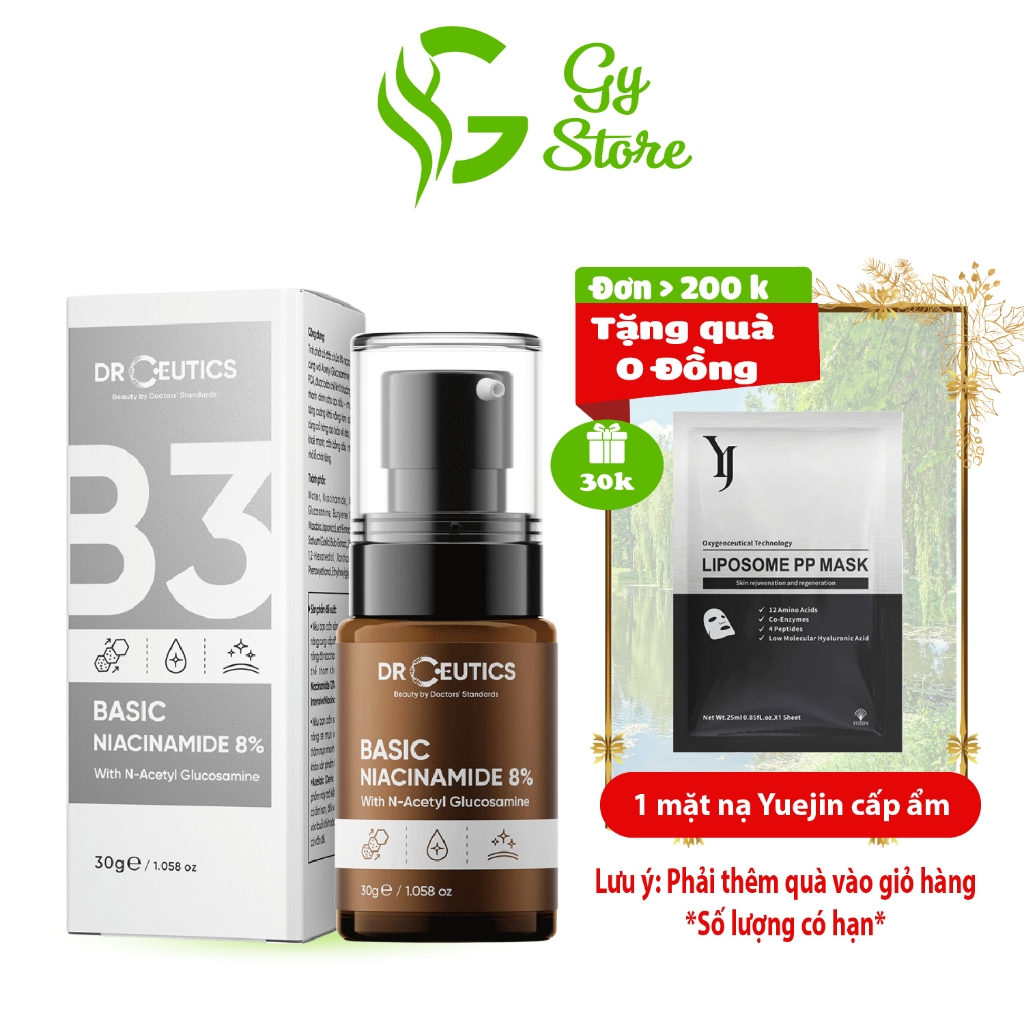 SE18 - Serum B3 DRCEUTICS Niacinamide 8% DrCeutics Giảm Thâm Sáng Da Kiềm Dầu 30ml