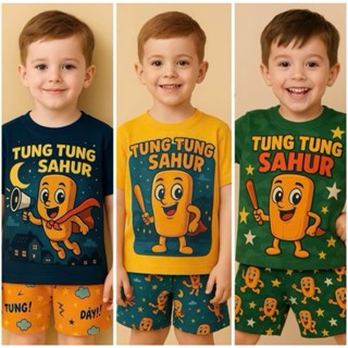 Sét combo 3 bộ quần đùi áo phông bé trai-bé gái ( HỌA TIẾT TUNGTUNG  MẶT TRĂNG ) mềm mịn size 9-40kg