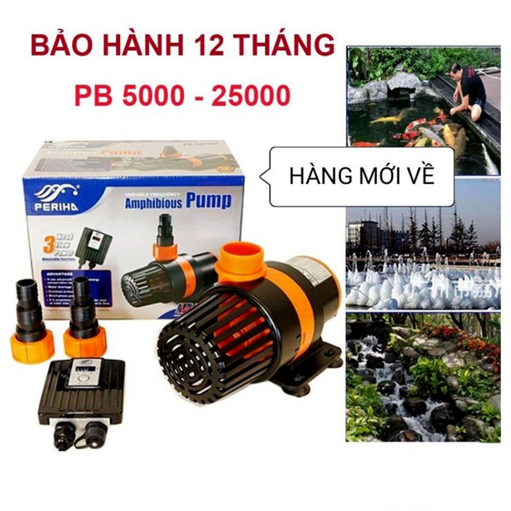 Bơm Hồ Cá Periha PB 5000-25000 Đa Năng: Lọc Nước, Thổi Luồng, Thác Nước, Tiết Kiệm Điện