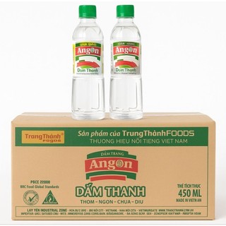 Thùng 24 chai Dấm Thanh Angon 450ml – Giấm Gạo Truyền Thống, Thơm Ngon Chua Dịu – Trung Thành Foods