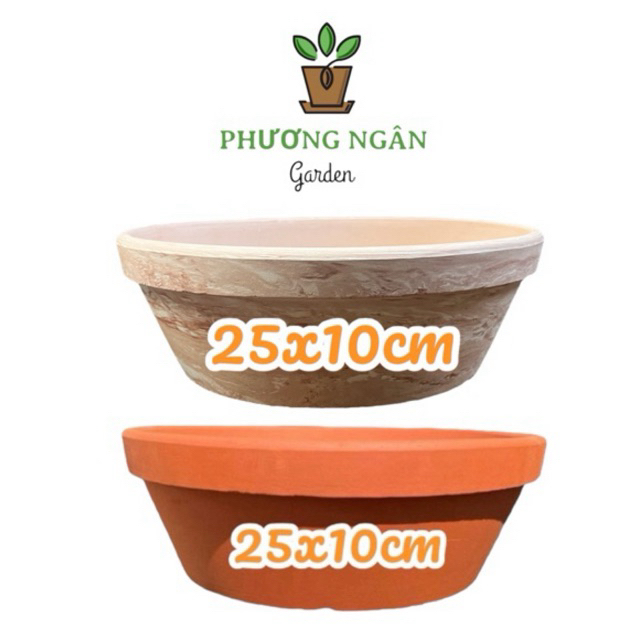 Chậu đất nung lùn 25x10cm