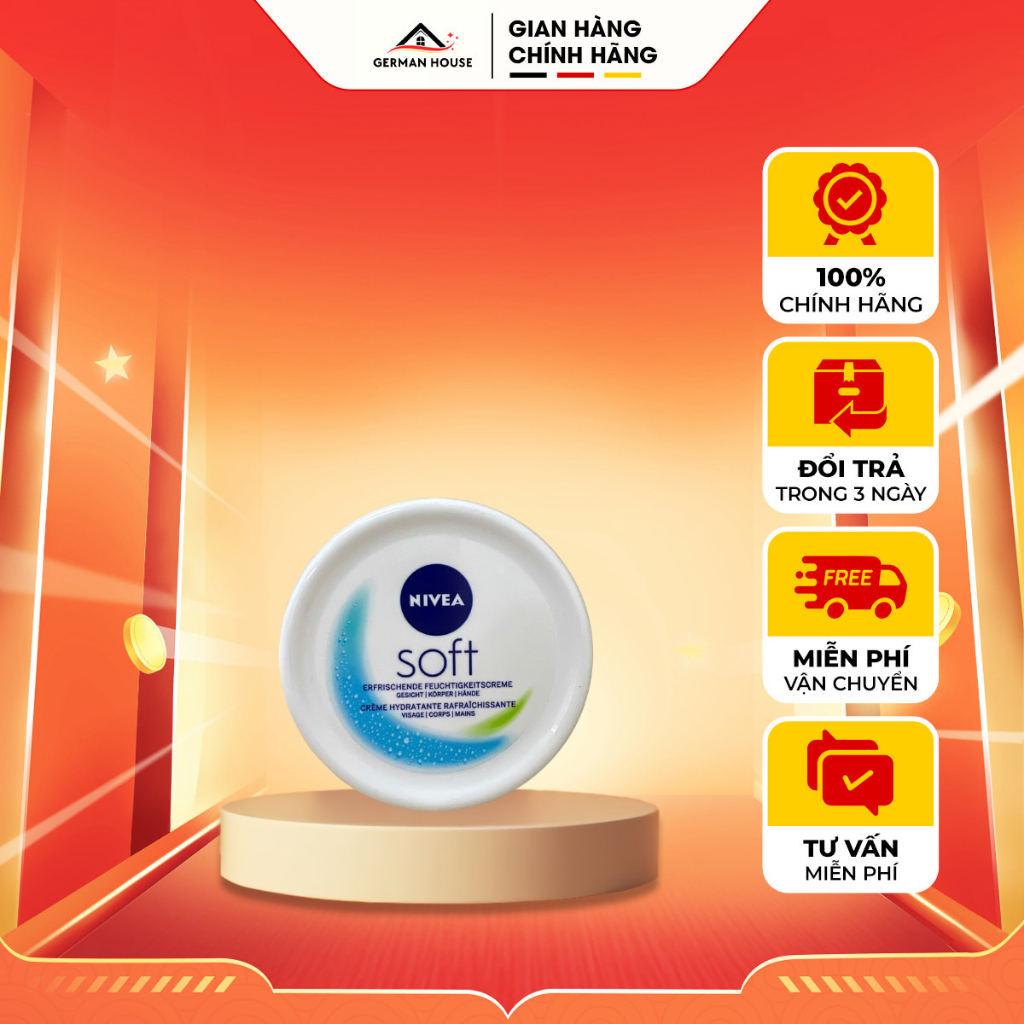 Kem dưỡng ẩm chuyên sâu Nivea Soft nhập khẩu Đức 200mlZ ( DƯỠNG DA BODY )