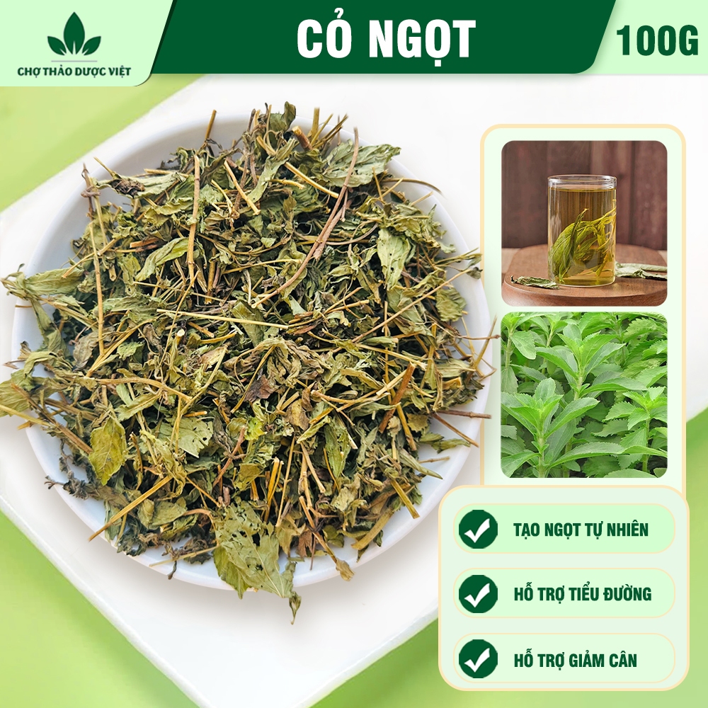 Cỏ ngọt 100g, trà cỏ ngọt sấy khô, vị ngọt tự nhiên, điều vị, đường ăn kiêng tốt cho tiểu đường