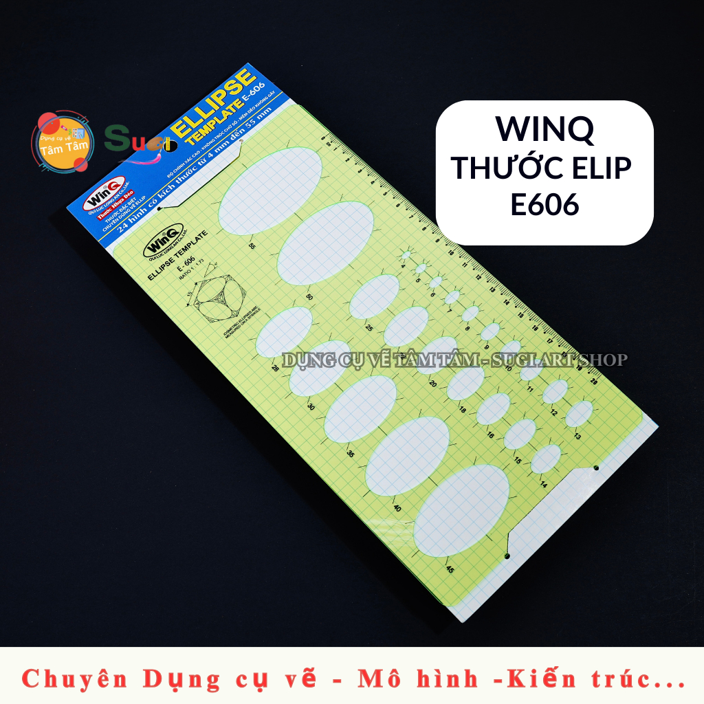 Thước elip E-606 , Thước WinQ Elip vẽ kỹ thuật, Thước Elip, Ellipse Template Ruler E-606 [ Tâm Tâm ]