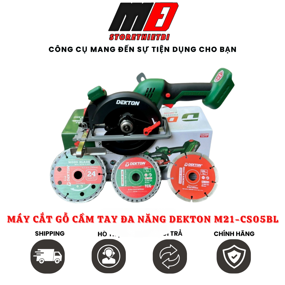 Máy Cưa Gỗ Cầm Tay Dekton Chân Pin Phổ Thông M21-CS05BL Tặng kèm 3 lưỡi cắt  Đĩa Cắt 140mm