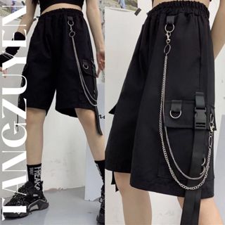  Quần short kaki túi hộp dây xích unisex Q064 Quần sooc nam nữ form rộng cá tính 
