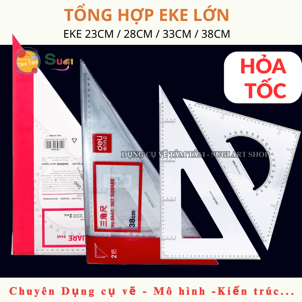 [ HỎA TỐC ] Tổng hợp  Bộ 2 cây  Eke size lớn , EKE 23CM / 28CM / 33CM / 38CM , eke Deli / WinQ