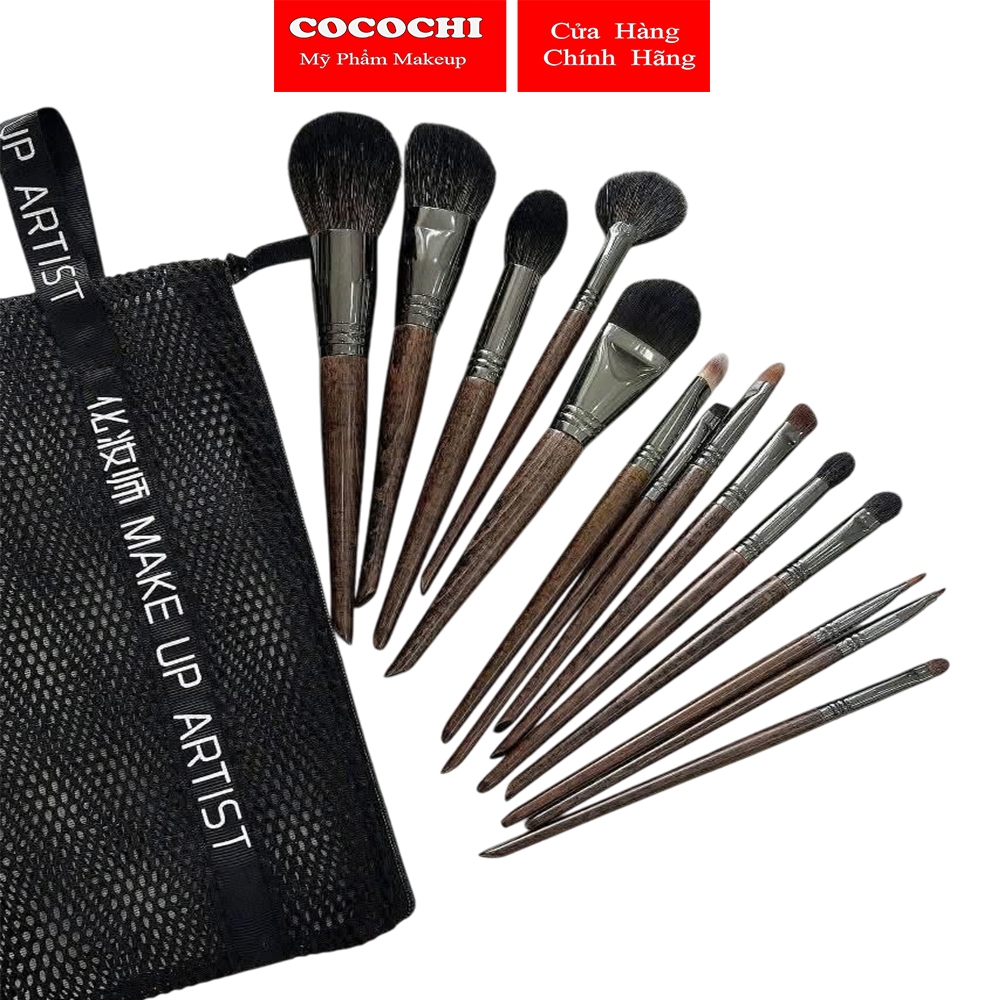 Bộ cọ trang điểm 14 cây OVW kèm túi lưới lông thú tự nhiên mềm mại