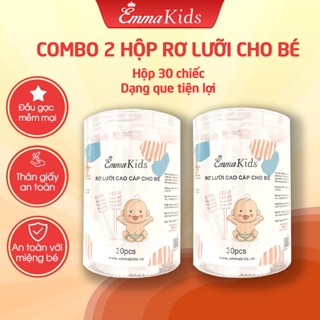  Combo 2 Hộp Que Tưa Lưỡi Vệ Sinh Răng Miệng Cho Bé EmmaKids Gạc Rơ Lưỡi Bé Sơ Sinh  Hộp 30 chiếc  