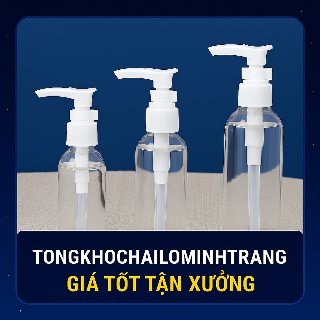 Chai Nhựa Pet Cao Cấp 15ml - 300ml Kèm Vòi Nhấn Chiết Dầu Gội, Sữa Tắm, Mỹ Phẩm Du Lịch Dễ Dàng