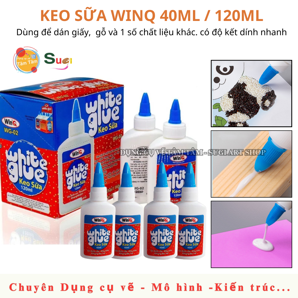 Keo Sữa WinQ 40ml / 120ml , Keo sữa dán vật liệu , Keo dán giấy , Keo dán thủ công [ Tâm Tâm ]