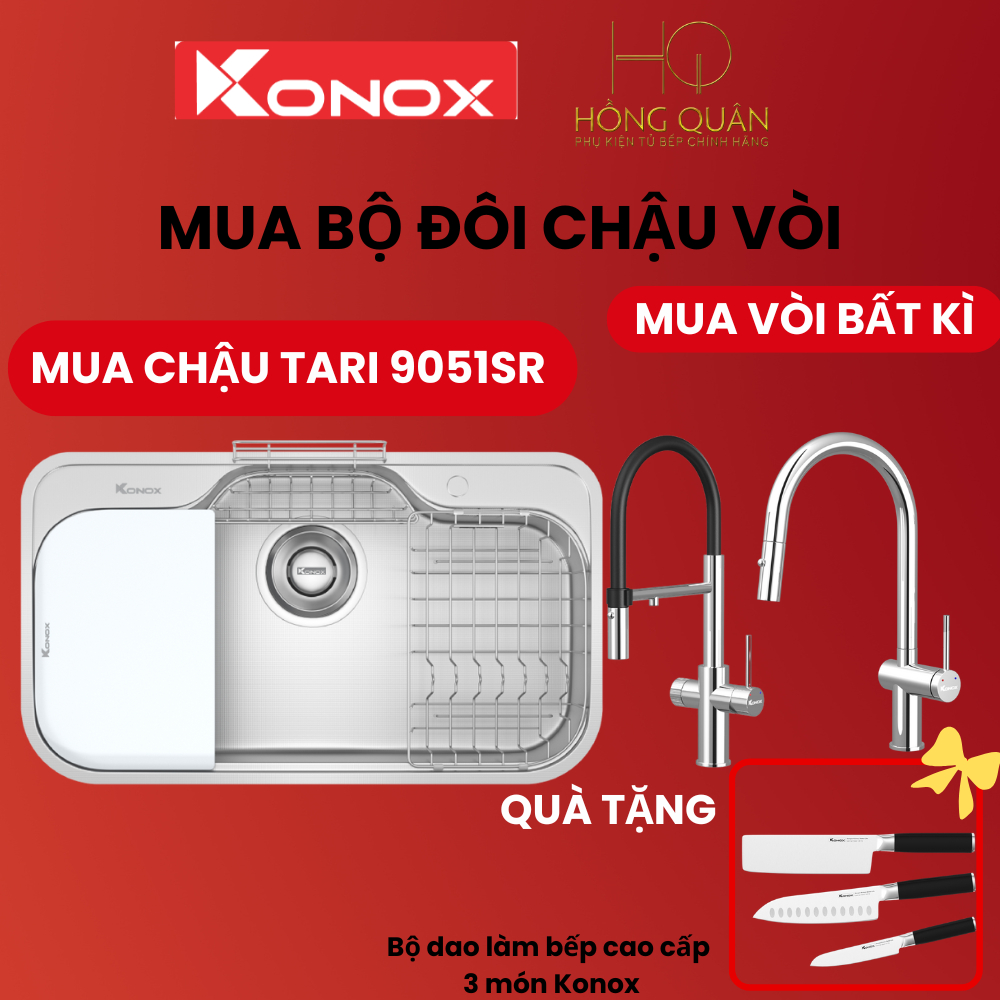 Chậu rửa bát chống xước phong cách Nhật TARI 9051SR CHÍNH HÃNG KONOX