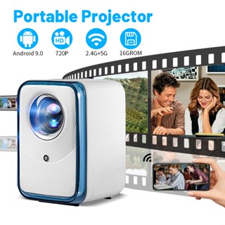 Máy Chiếu Mini P60 Full HD1280P WiFi2.4/5G Android9.0 Kết Nối Với Điện Thoai,Máy Tính,Laptop