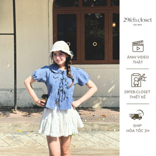 Áo Kiểu Nữ Babydoll Cổ Sen Tay Bồng Phối Dây Buộc Nơ Mùa Hè - A556 - 29feb.closet