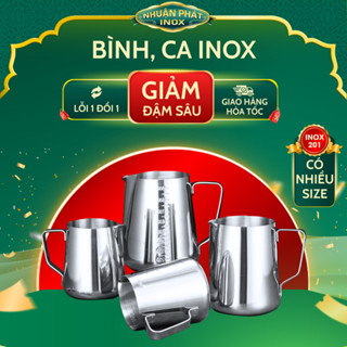  Ca đánh sữa inox,Ca Đong Inox 304 Có Vạch Chia NHUẬN PHÁT inox có chia vạch 2 mặt,350ml - 2000ml 