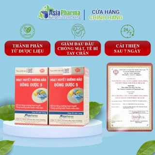 [2 HỘP] Viên uống hoạt huyết dưỡng não Đông Dược 5 Asia Pharma hỗ trợ thiểu năng tuần hoàn não