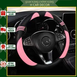 Bọc vô lăng ô tô Da, Carbon cao cấp Tai mèo Gấu - Bọc vô lăng trang trí xe hơi
