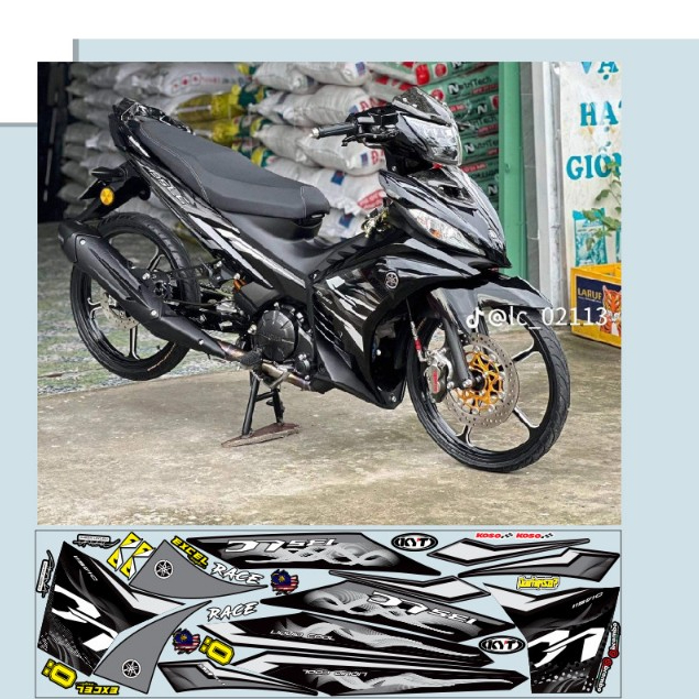 TEM CHẾ EXCITER 135 LC ĐEN TRẮNG ĐEN BẠC