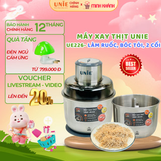 Máy xay thịt Unie UE226 - 2 Cối inox 2,5L, Bóc tỏi, Làm ruốc, 4 lưỡi dao sắc bén, Đa năng, tiện lợi