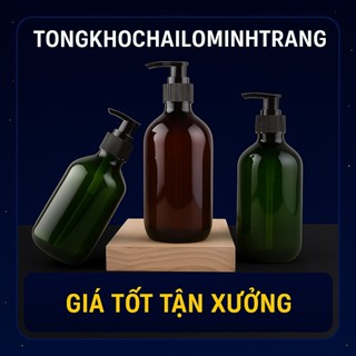  Chai Nhựa Pet Cao Cấp 300ML - 500ML Kèm Vòi Nhấn Đựng Dầu Gội Sữa Tắm Dung Dịch 