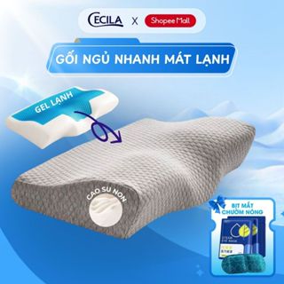 Gối cao su non người lớn Cecila có Gel lạnh hỗ trợ ngủ nhanh thiết kế công thái học nâng đỡ, chống đau mỏi cổ vai gáy
