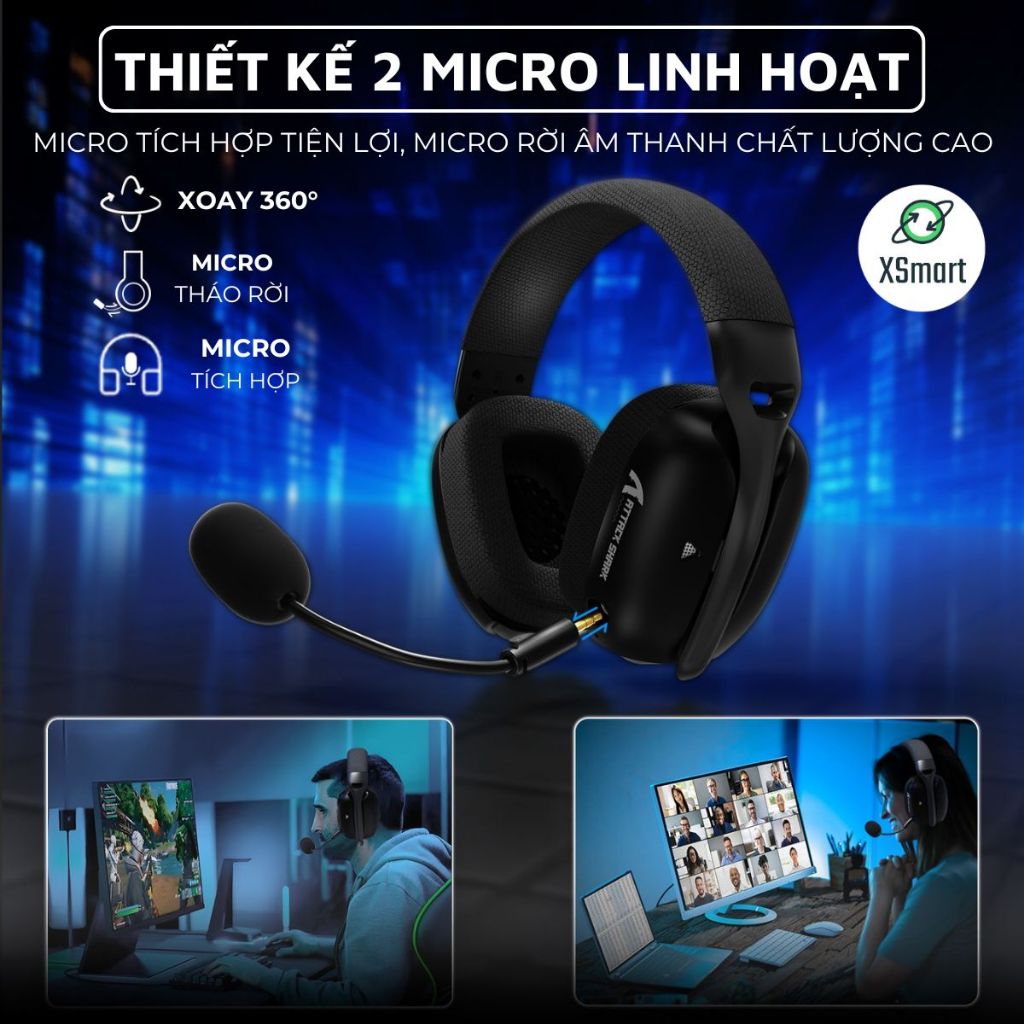 Tai Nghe Không Dây Chụp Tai Bluetooth Attack Shark L80 Super Bass Âm Thanh Vòm Có Mic Chơi Game | BigBuy360 - bigbuy360.vn