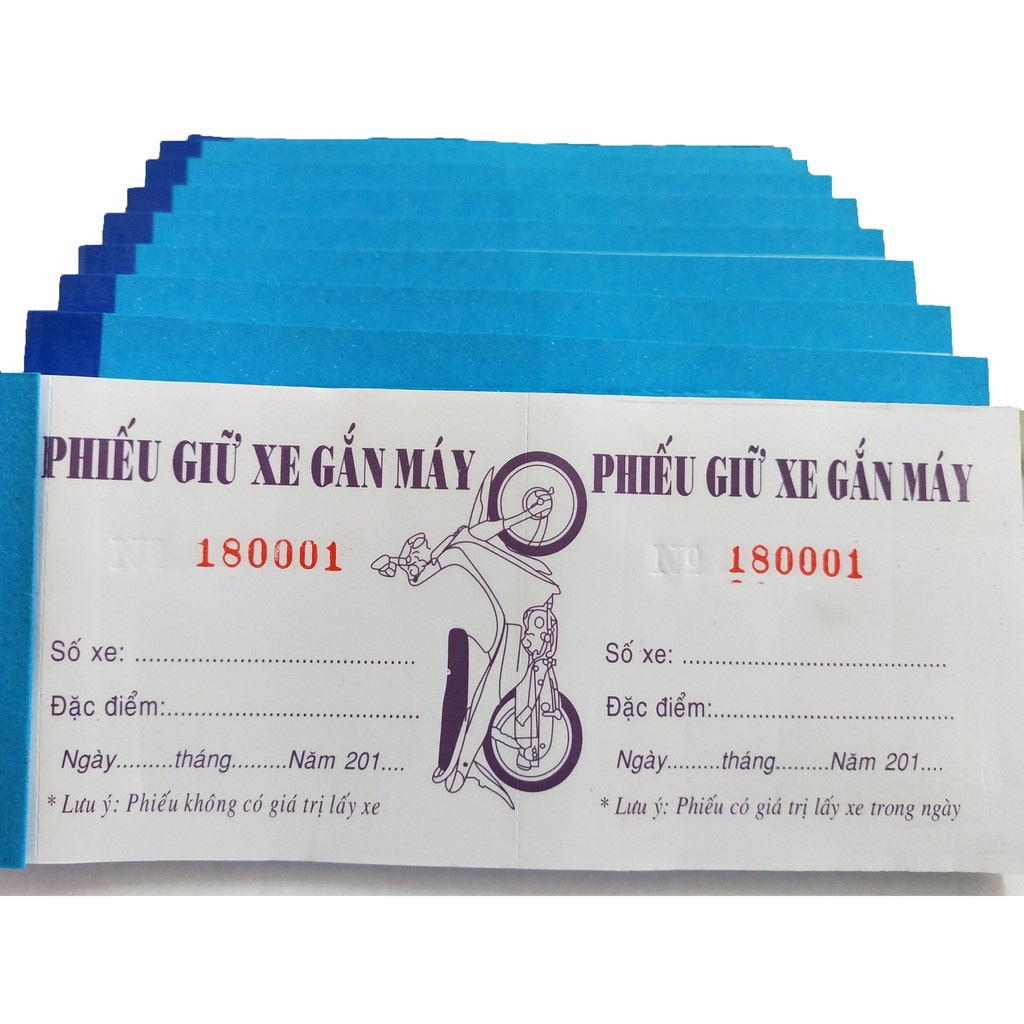 Phiếu Giữ Xe Gắn Máy In Sẵn - 100 Tờ/Cuốn