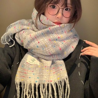 Khăn Choàng Cổ Dáng Dài Nam Nữ, Khăn Len Cashmer Chât Đẹp Họa Tiết Chấm K19 - Lynh Stores