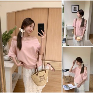 Áo thun nữ trễ vai ,áo phông lệch vai 1 bên ngắn tay form rộng basic nhiêu màu phong cách Retro