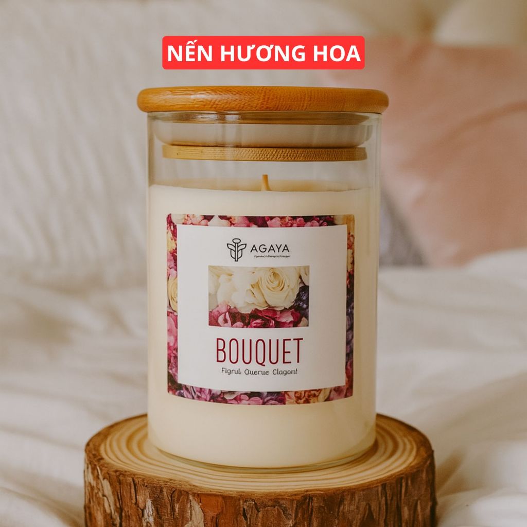 Nến Thơm Mùi BOUQUET AGAYA Candle Cup ,Nến Thơm Hương Hoa, Đóa Hoa Cưới