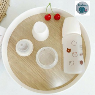  Bình sữa thủy tinh bọc silicone Babuu cổ rộng 160ml và 240ml núm silicone siêu mềm điều chỉnh khớp ngậm cho bé 