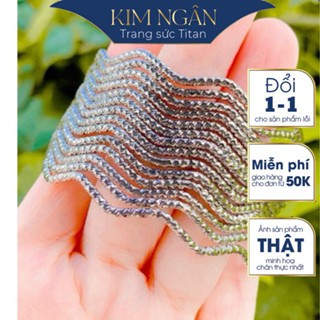   KHÔNG KHÓA Vòng ximen titan - VÒNG SÓNG- BỀN MÀU TRỌN ĐỜI_không gỉ ,bộ 7 vòng ximen  trang sức titan Kim Ngân 