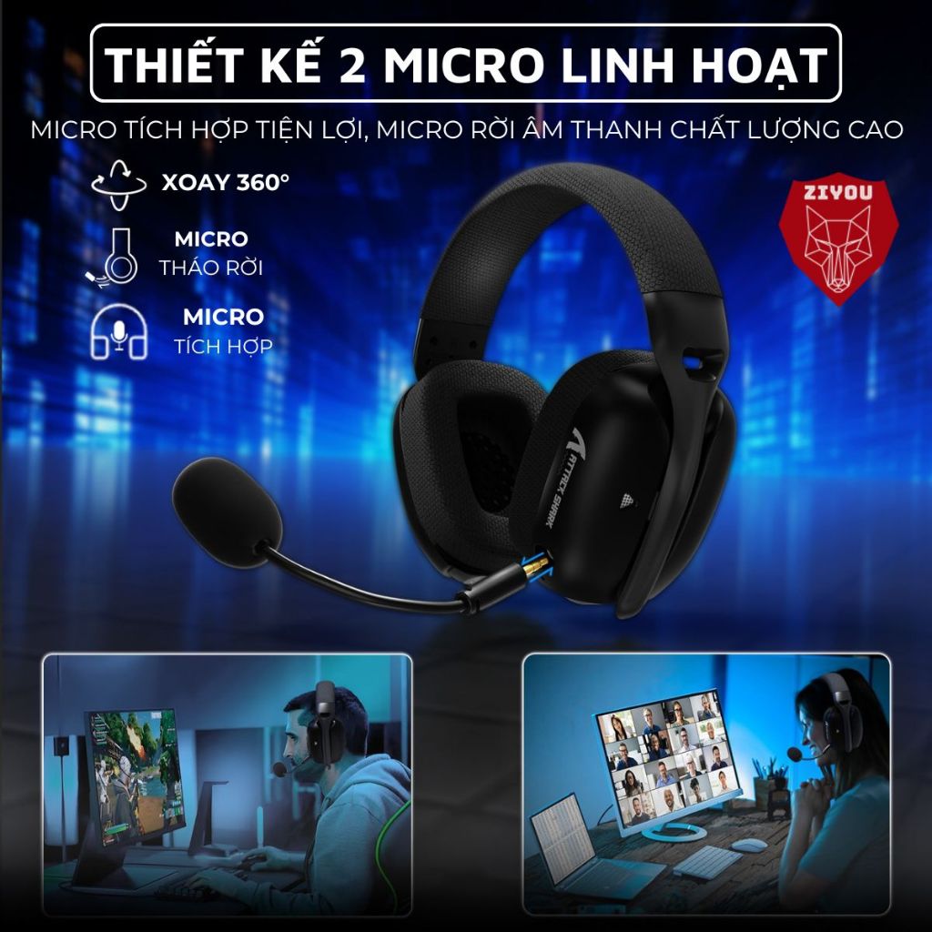 Tai Nghe Bluetooth Chụp Tai Không Dây Headphone Attack Shark L80 Âm Bass 3D Chơi Game Giải Trí | BigBuy360 - bigbuy360.vn